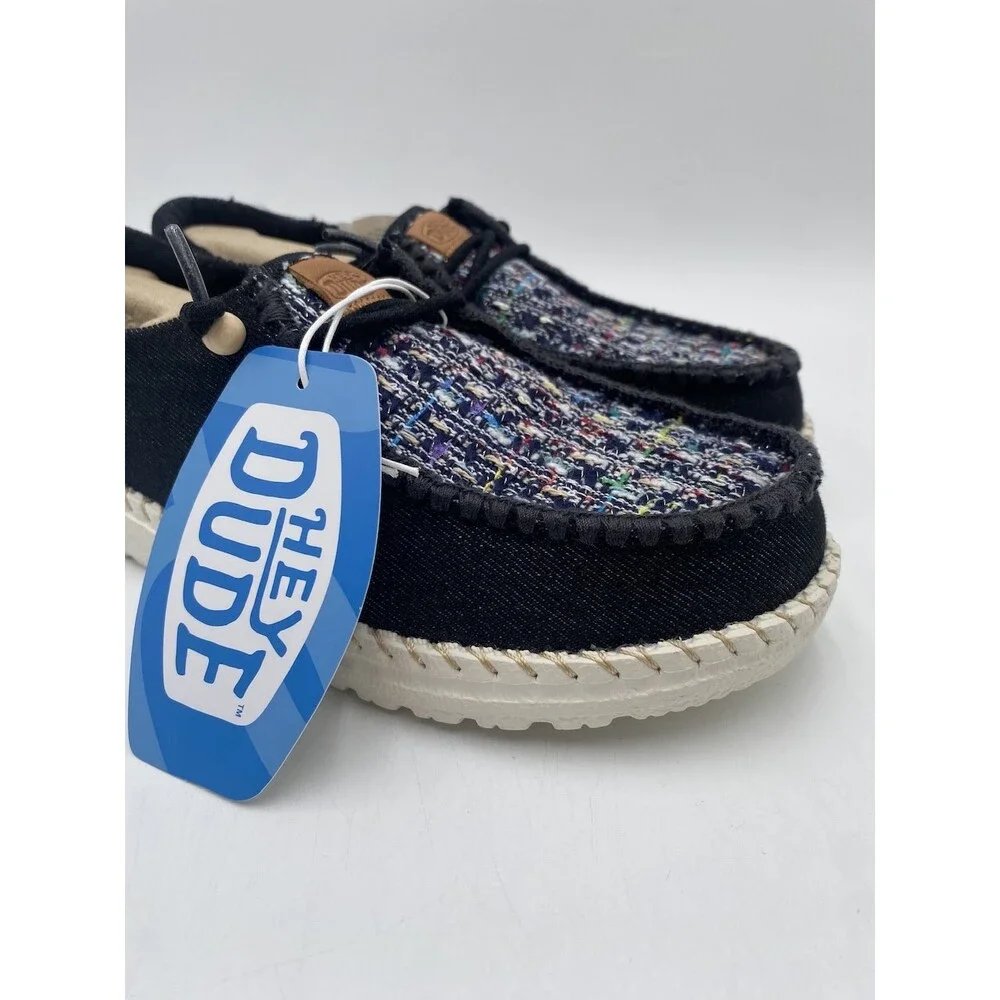 Hey Dude WENDY FUNK CRAFTED TWEED Women's NEW Casual Shoes Black Multiple Sizes